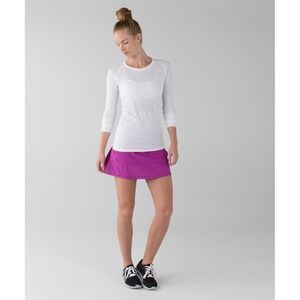 Lululemon Pace Setter Skirt Purple Magenta Striped Waistband Size 10 Reg